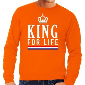 Oranje King for life sweater - Trui voor heren - Koningsdag kleding