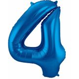 Cijfer ballonnen - Verjaardag versiering 14 jaar - 85 cm - blauw