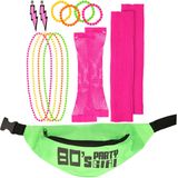 Foute 80s/90s party verkleed set compleet - dames - fluor groen - jaren 80/90 verkleed accessoires