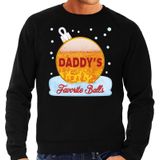 Foute Kerst trui / sweater -  Daddy his favorite balls - bier / biertje - drank - zwart voor heren - kerstkleding / kerst outfit