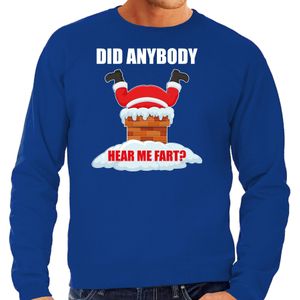 Fun Kerstsweater / Kerst trui  Did anybody hear my fart blauw voor heren - Kerstkleding / Christmas outfit