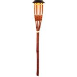 8x Oranje buiten/tuin Led fakkel Bodi solar verlichting bamboe 54 cm vlam - Tuinfakkel - Tuinlampen - Lampen op zonne-energie