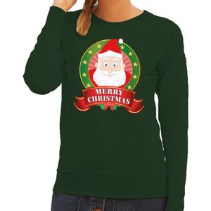 Foute kersttrui / sweater Santa - groen - Merry Christmas voor dames