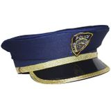 2x stuks kinder politiepet blauw met goud - Agenten - Carnaval verkleed hoeden