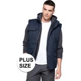 Grote maten outdoor/werk winter vest/bodywamer navy blauw voor heren - Herenkleding/dikke jassen plus size - Mouwloze outdoor buiten werk vesten