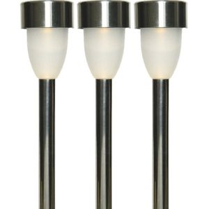 8x Buiten/tuin Led Rvs steker Nova solar verlichting 26 cm - Tuinverlichting - Tuinlampen - Solarlampen op zonne-energie