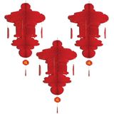 3x stuks chinese lampion hangdecoratie 90 x 60 cm - Rood - Thema versieringen
