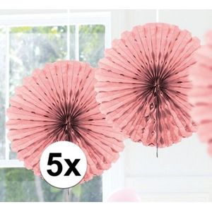 5x Decoratie waaier licht roze 45 cm