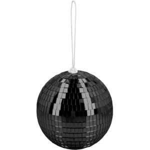 Boland Disco spiegel bal - rond - zwart - Dia 15 cm - Seventies/eighties thema versiering - Feestartikelen