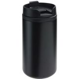 5x Thermosbekers/warmhoudbekers metallic zwart 290 ml - Thermo koffie/thee isoleerbekers dubbelwandig met schroefdop