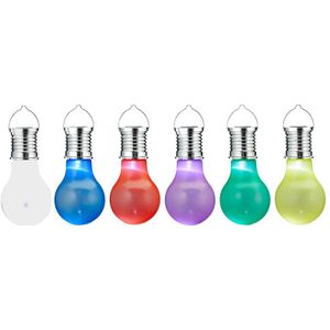 6x Solar party feestlampjes lichtbolletjes voor buiten 10 cm - Zonne-energie - Tuinverlichting/feestverlichting