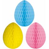 3x stuks hangende gekleurde paaseieren van papier 30 cm - Paas/pasen thema decoraties/versieringen - Honeycombs