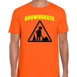 Bouwvakker met werkzaamheden icoon verkleed t-shirt oranje voor heren - Bouwvakkers carnaval / feest shirt kleding / kostuum