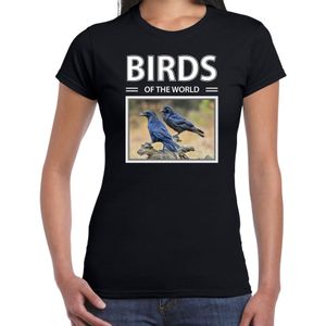Dieren foto t-shirt Raaf - zwart - dames - birds of the world - cadeau shirt Raven  liefhebber