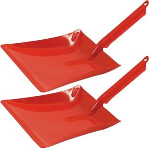 2x stuks kinder stofblikken rood van metaal 13 x 10 cm - Kinderspeelgoed schoonmaakartikelen