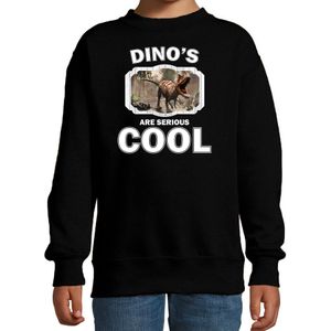 Dieren dinosaurussen sweater zwart kinderen - dinosaurs are serious cool trui jongens/ meisjes - cadeau carnotaurus dinosaurus/ dinosaurussen liefhebber - kinderkleding / kleding