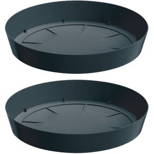 Prosperplast Opvangschaal/onderschaal voor bloempot/plantenpot - 2x - antraciet - rond - Dia 30 cm