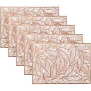 Unique Living Placemat Nissa - 10x - brons bladmotief - 30 x 45 cm - tafeldecoratie