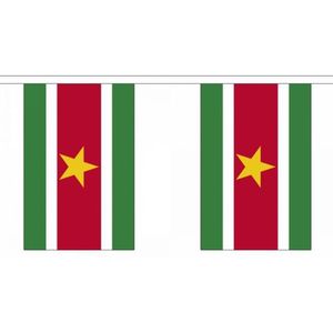 3x Buiten vlaggenlijn Suriname 3 meter - Surinaamse vlag - Supporter feestartikelen - Landen decoratie en versieringen