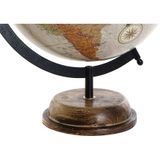 Decoratie wereldbol/globe beige op houten voet/standaard 28 x 37 cm -  Landen/contintenten topografie