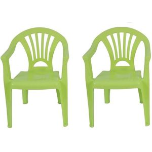 2x Kinderstoelen groen - tuinmeubels- stoelen voor kinderen