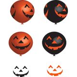 24x stuks Halloween ballonnen met lachende pompoenen print 27 cm - Halloween / horror feestversiering/decoratie