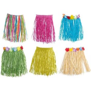 4x stuks hawaii verkleed rokje zand kleur rafia 42 cm - Carnaval verkleedkleding