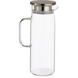 3x stuks glazen sapkan/schenkkan karaf met luxe deksel van 1,2 liter - Formaat: 14 x 9,2 x 25,5 cm - Materiaal borosilicaatglas