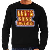 Bellatio Decorations Koningsdag sweater heren - let's drink together - zwart - oranje feestkleding