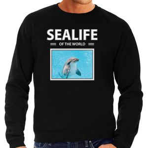 Dieren foto sweater Dolfijn - zwart - heren - sealife of the world - cadeau trui Dolfijnen liefhebber