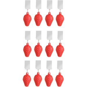 Esschert Design Tafelkleedgewichten aardbeien - 12x - rood - kunststof - voor tafelkleden en tafelzeilen
