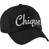 Chique pet  / cap zwart met zilver bedrukking dames en heren - glitter and glamour cap