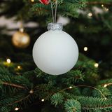 Othmar Decorations kerstballen 36x - satijn wit -glas - 8 cm