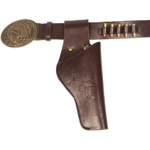 Faram Party Cowboy verkleed holster voor 1 pistool - bruin - adults