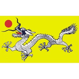 Chinese zwart/witte draak vlag 90 x 150 cm