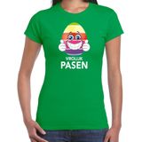 Paasei met duimen omhoog vrolijk Pasen t-shirt / shirt - groen - dames - Paas kleding / outfit