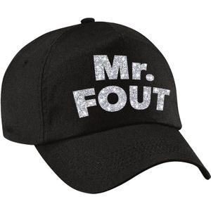 Mr. FOUT pet  / cap zwart met zilver bedrukking heren -  Fout e party cap