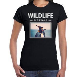 Dieren foto t-shirt Pinguin - zwart - dames - wildlife of the world - cadeau shirt pinguins liefhebber