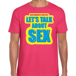 Foute party Let s talk about sex verkleed/ carnaval t-shirt roze heren - Foute hits - Foute party outfit/ kleding