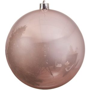 1x Grote lichtroze kunststof kerstballen van 14 cm - glans - lichtroze kerstboom versiering