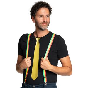 Carnaval verkleedset bretels en stropdas Limburg - rood/geel/groen - volwassenen - feestkleding