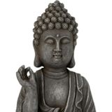 Boeddha beeldje Chill - binnen/buiten - kunststeen - antiek grijs - 39 x 24 cm - home deco beelden
