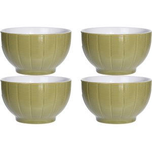 Excellent Houseware Soepkommen/serveer schaaltjes - 4x - Venice - keramiek - D14 x H8 cm - groen