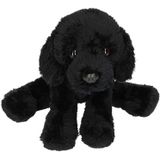 2x stuks pluche Labrador knuffel hond zwart 12 cm - Honden speelgoed knuffels