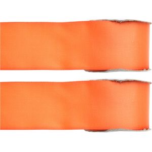 2x Hobby/decoratie oranje satijnen sierlinten 2,5 cm/25 mm x 25 meter - Cadeaulint satijnlint/ribbon - Striklint linten oranje