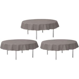 3x Grijze ronde tafelkleden/tafellakens 240 cm non woven polypropyleen Opaque Grey - Grijze tafeldecoraties - Grijs thema