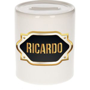 Ricardo naam cadeau spaarpot met gouden embleem - kado verjaardag/ vaderdag/ pensioen/ geslaagd/ bedankt