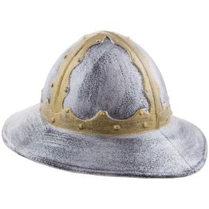 Spaanse soldaat verkleedhelm zilver/goud - Zilverkleurige ridderhelm