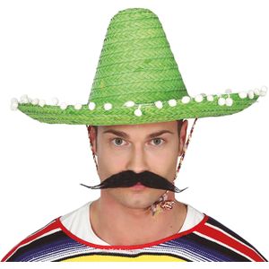 Guirca Mexicaanse Sombrero hoed voor heren - carnaval/verkleed accessoires - groen - dia 45 cm