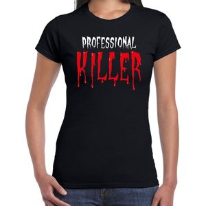 Professional killer halloween verkleed t-shirt zwart voor dames - horror shirt / kleding / kostuum